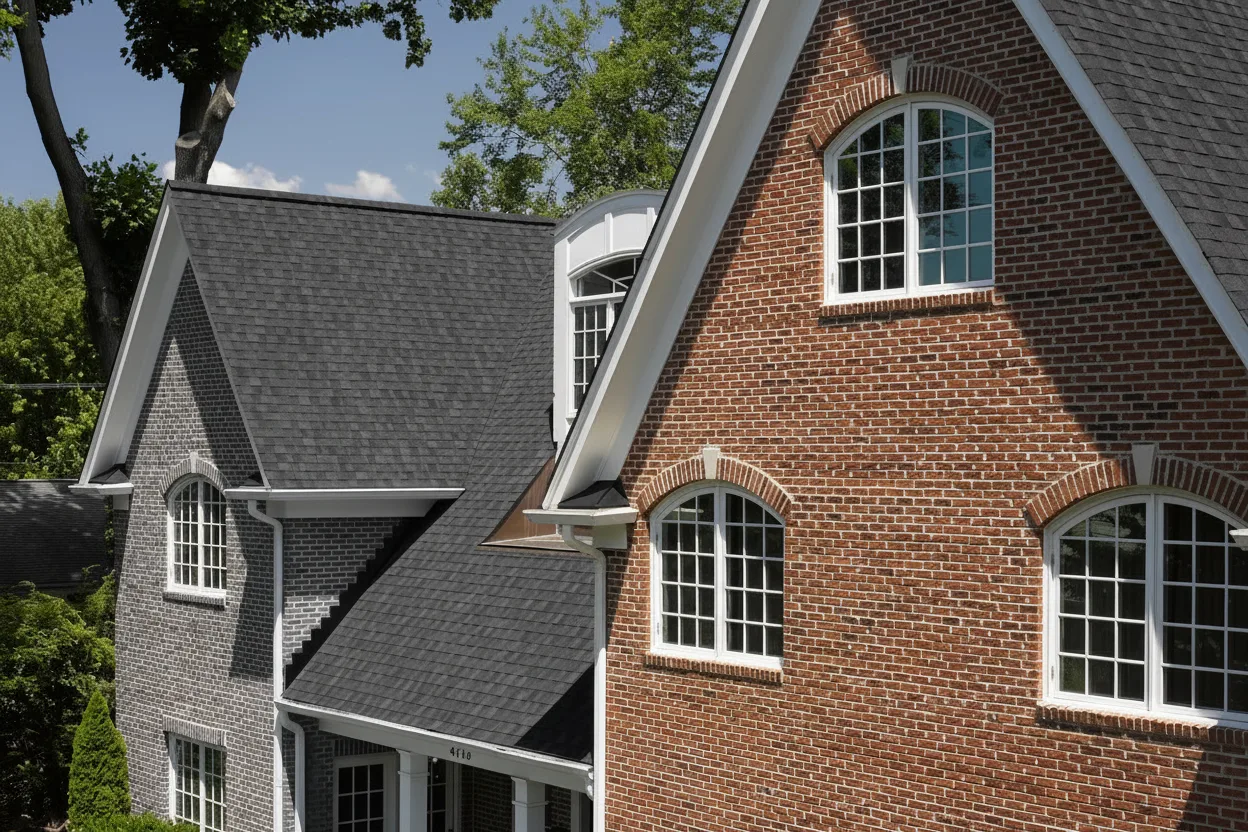 Blue house with Black roof using Landmark Charcoal Black
