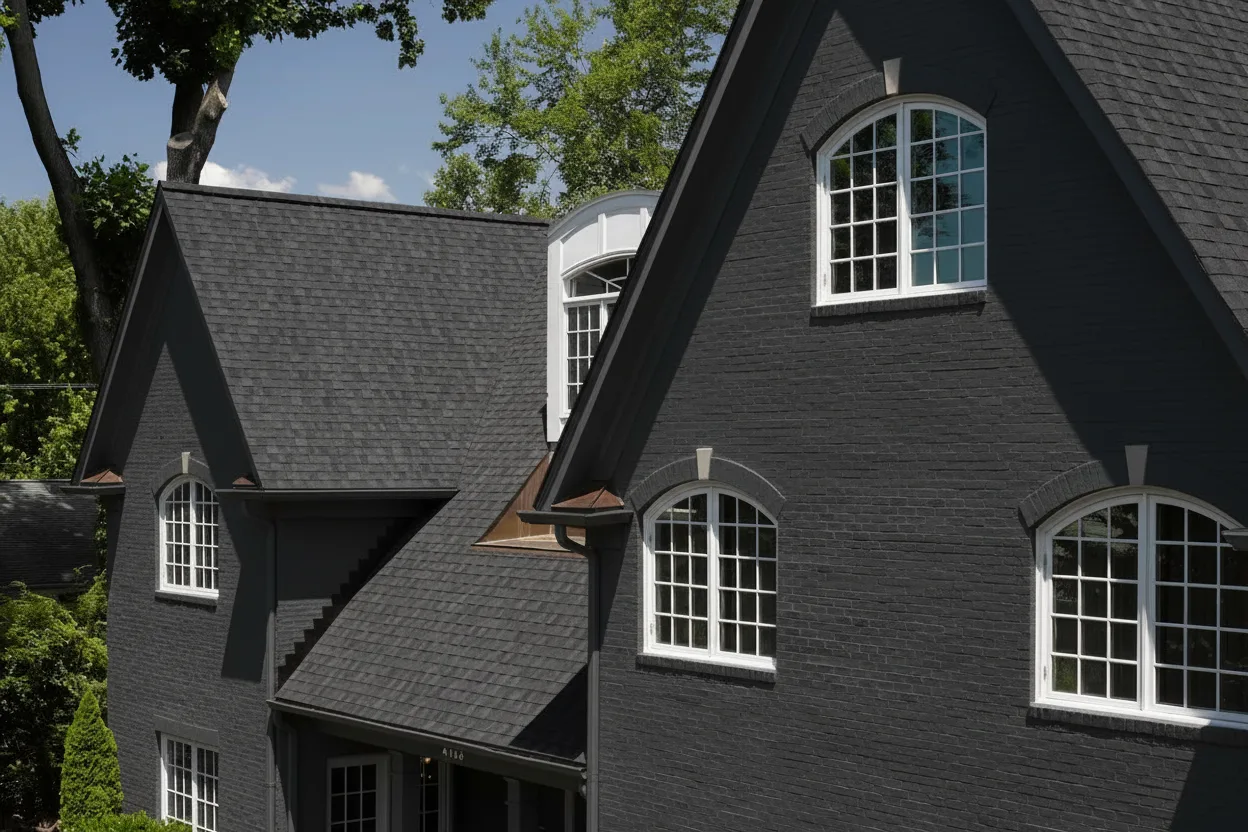 Dark Gray house with Black roof using Landmark Charcoal Black