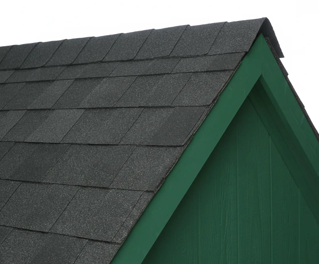 Hunter Green house with Charcoal roof using Pinnacle Pristine BLACK SHADOW