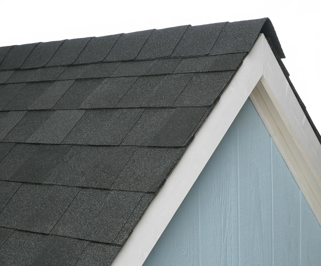 Light Blue house with Charcoal roof using Pinnacle Pristine BLACK SHADOW