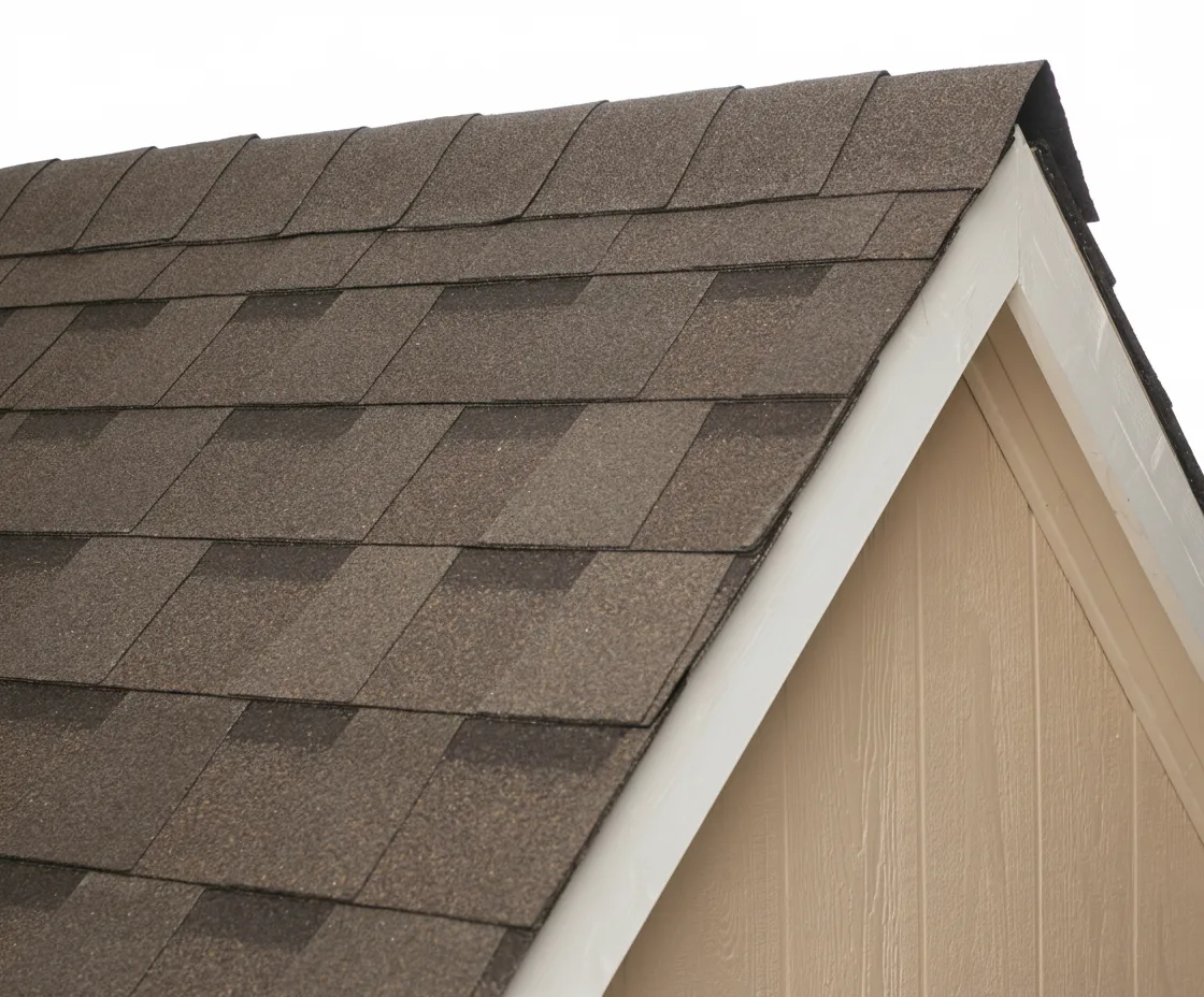 Tan house with Brown roof using Pinnacle Pristine HEATHERBLEND