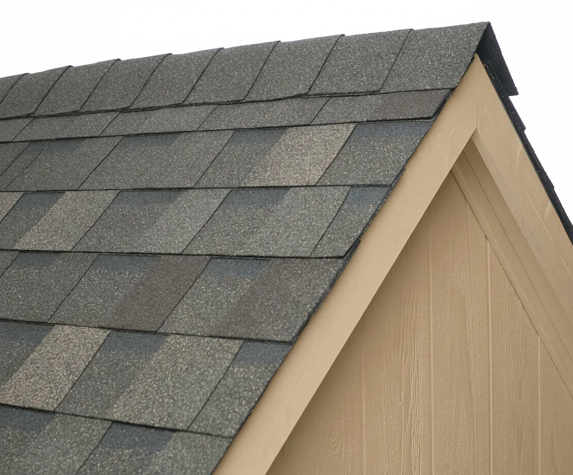 Tan house with Weathered Wood roof using Pinnacle Pristine WEATHERED WOOD