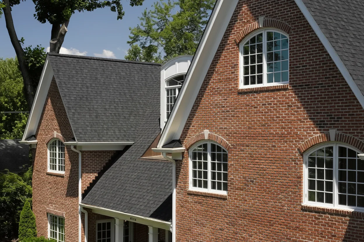 Terracotta house with Black roof using Landmark Charcoal Black