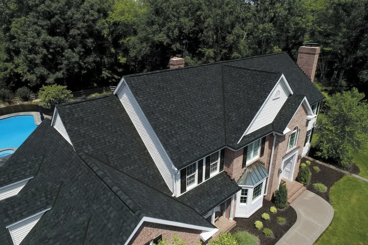 Terracotta house with Black roof using Dynasty Granite Black