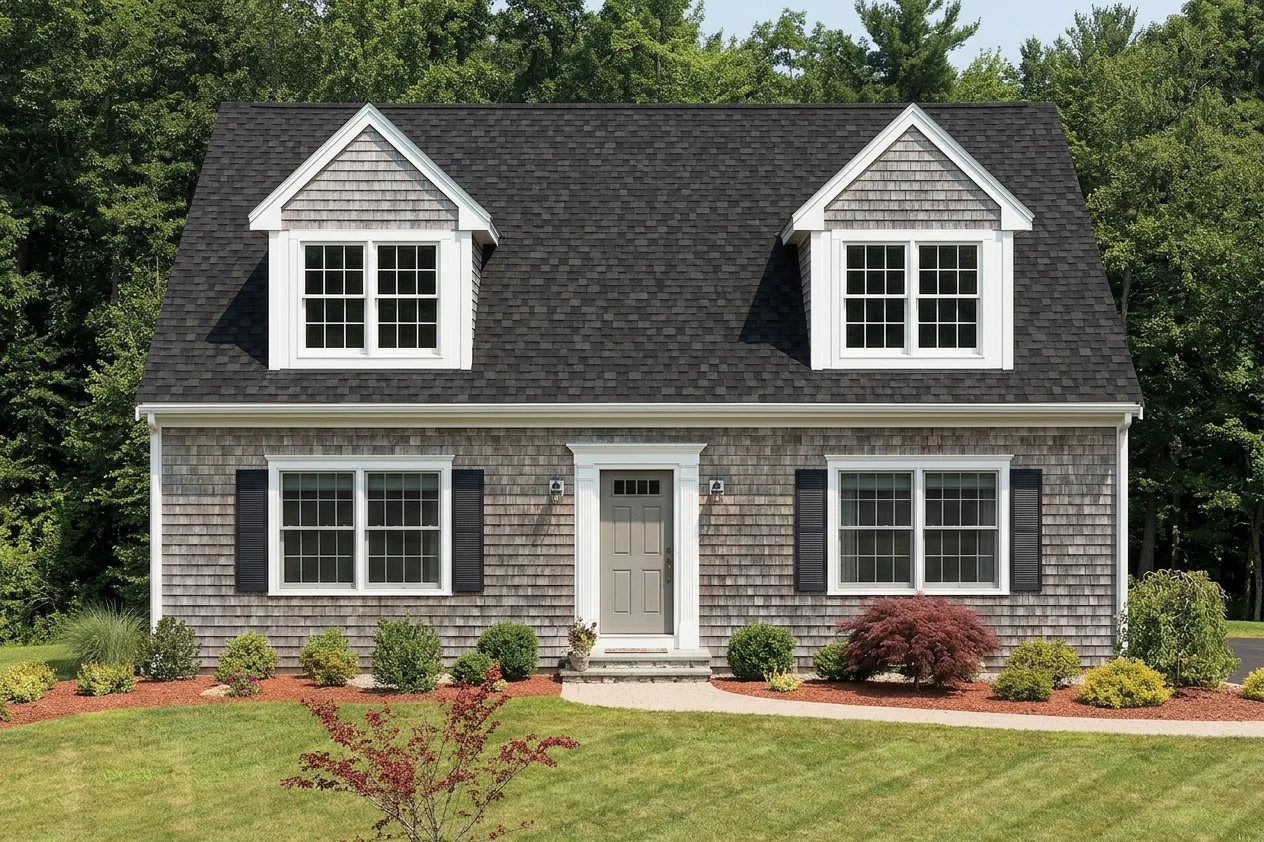 Cape Cod home with Black roof -- IKO Cambridge Dual Black (front)