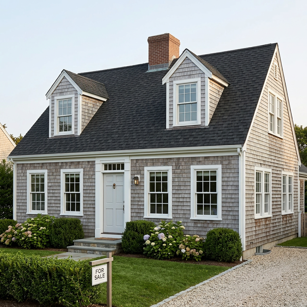 Cape Cod home with Black roof -- IKO Royal Estate Shadow Slate (right-34)