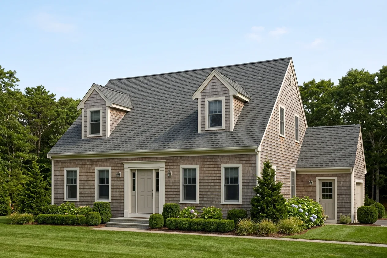 Cape Cod home with Charcoal roof -- CertainTeed Landmark Colonial Slate (right-34)