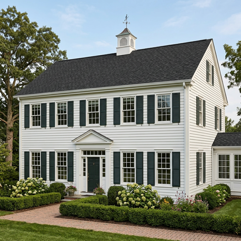 Colonial home with Black roof -- IKO Royal Estate Shadow Slate (right-34)