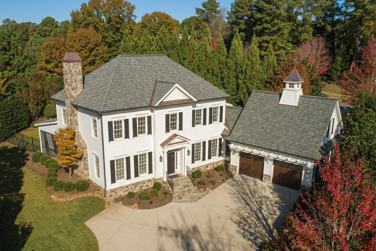 Colonial home with Charcoal roof -- CertainTeed Belmont Stonegate Gray (right-34)