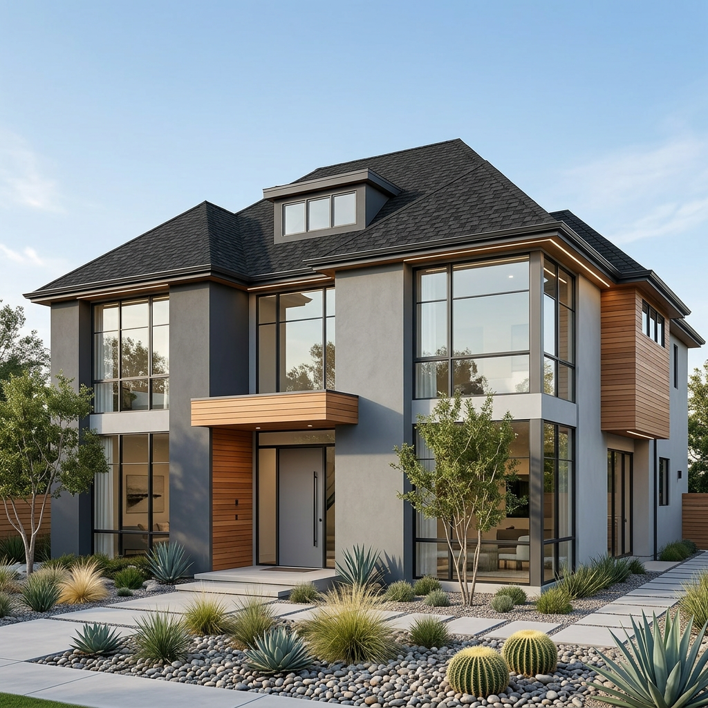 Contemporary home with Black roof -- IKO Royal Estate Shadow Slate (right-34)