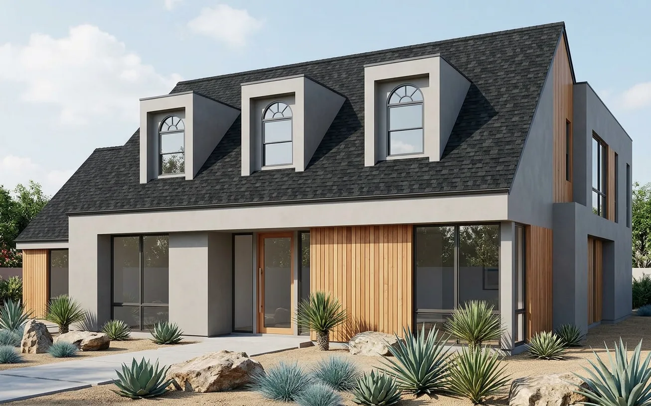 Contemporary home with Black roof -- Owens Corning Duration Onyx Black (right-34)