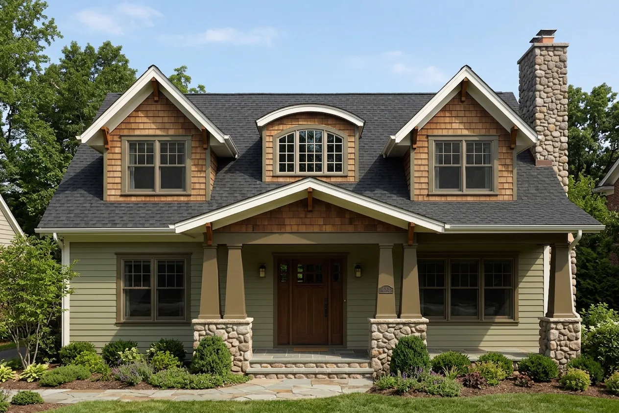 Craftsman home with black roof