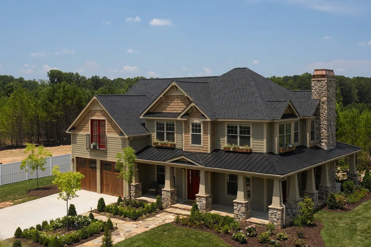 Craftsman home with Black roof -- CertainTeed Landmark Pro Cinder Black (left-34)
