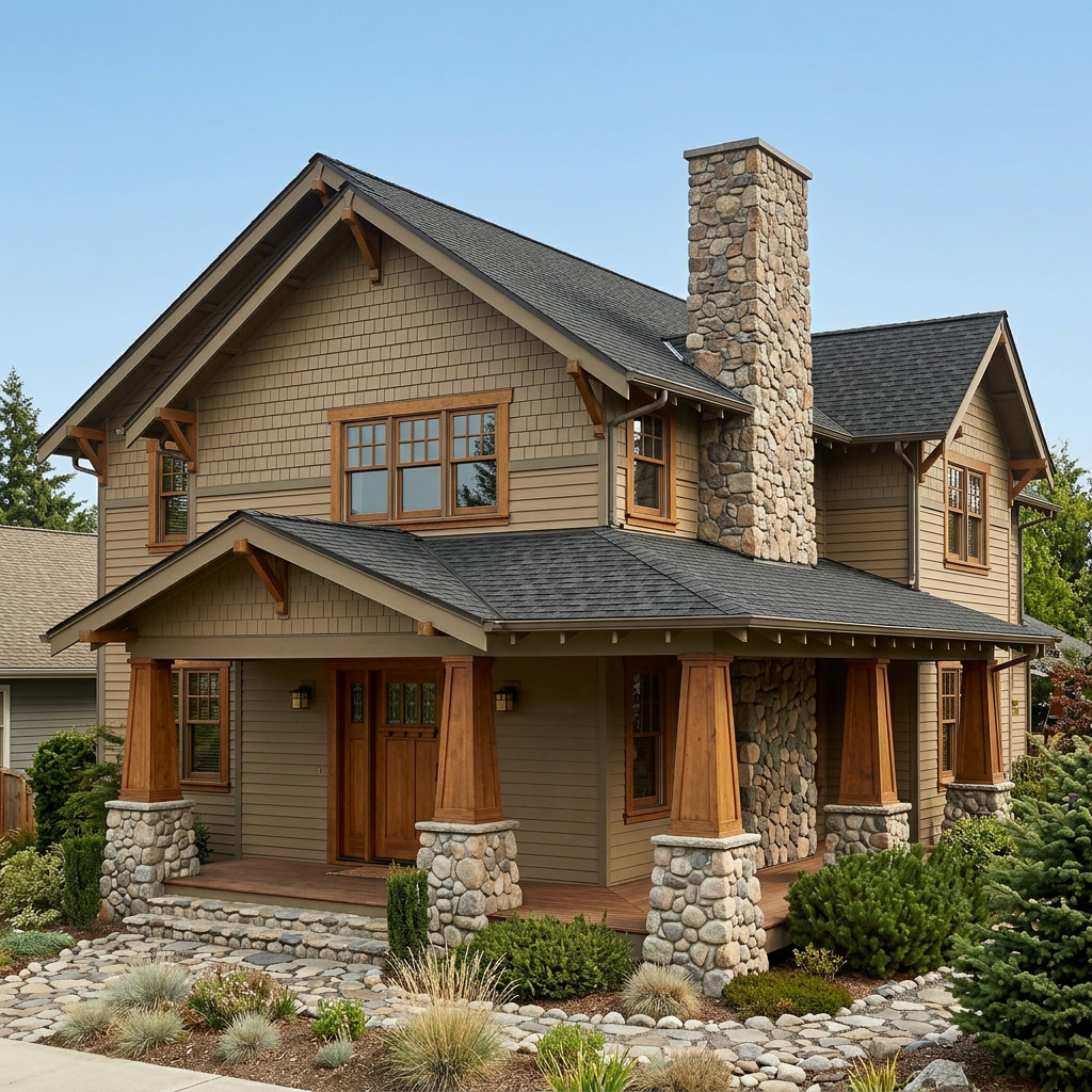 Craftsman home with Black roof -- IKO Royal Estate Shadow Slate (right-34)