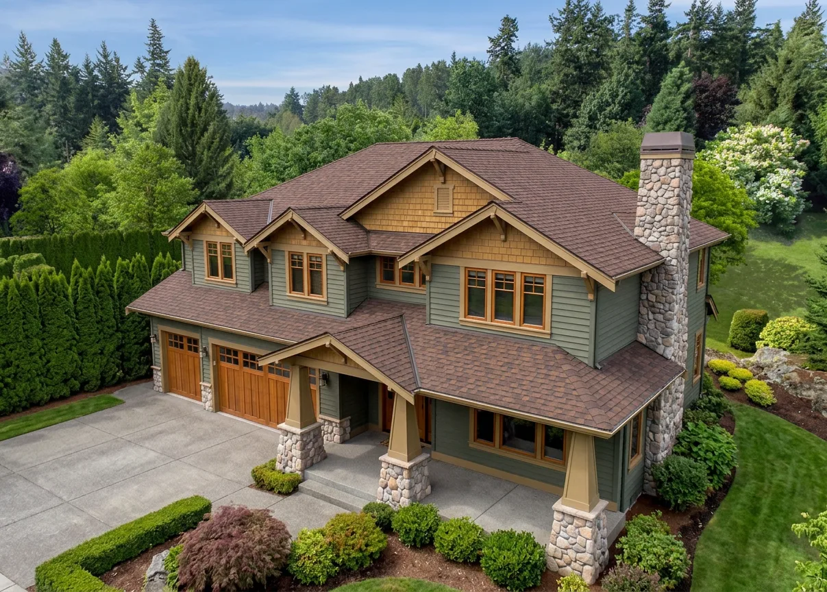 Craftsman home with Brown roof -- Malarkey Legacy Antique Brown (left-34)