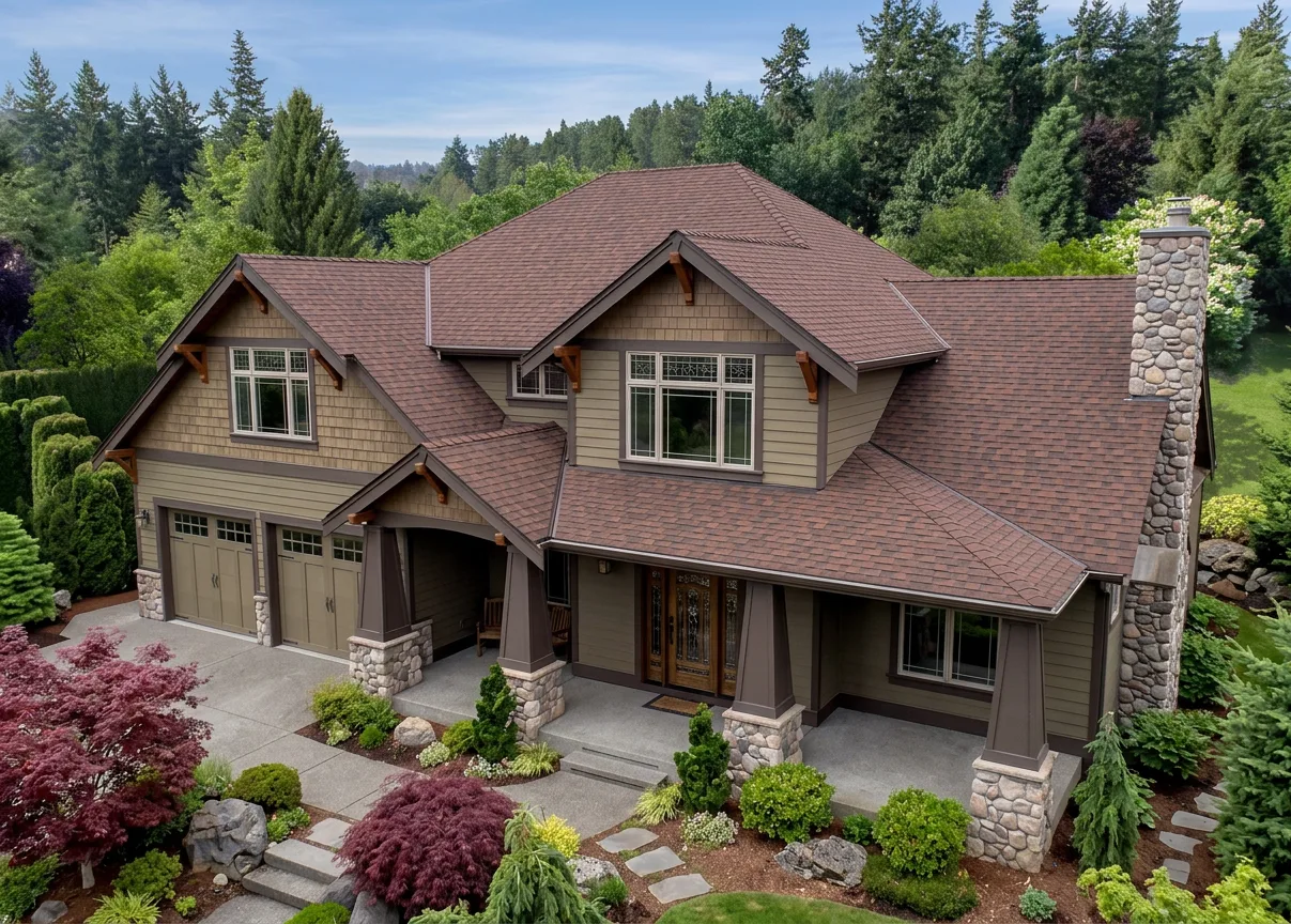 Craftsman home with Brown roof -- Malarkey Legacy Antique Brown (right-34)