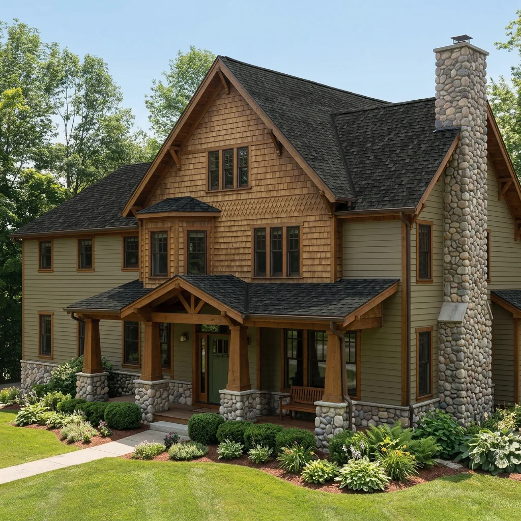 Craftsman home with Charcoal roof -- IKO Cambridge Charcoal Grey (right-34)