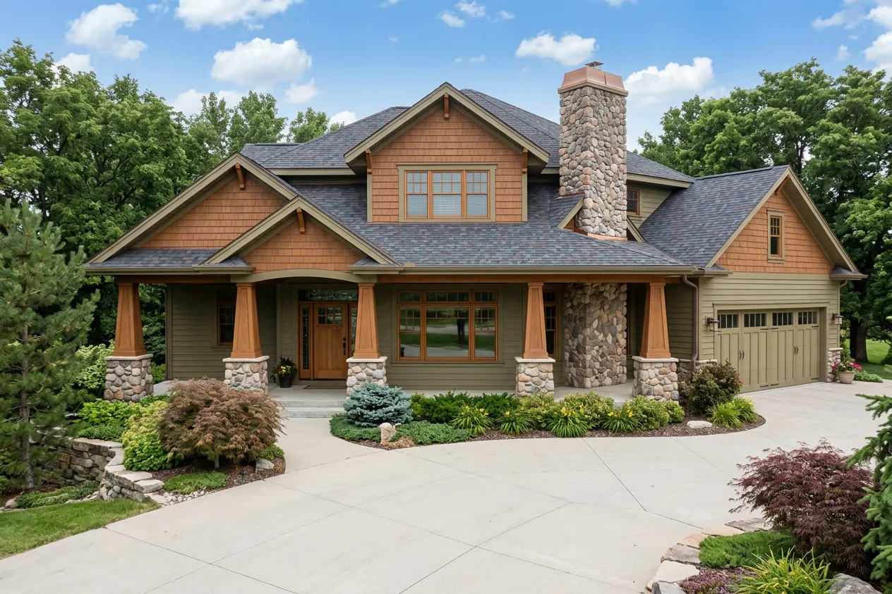 Craftsman home with Charcoal roof -- Malarkey Legacy Black Oak (front)