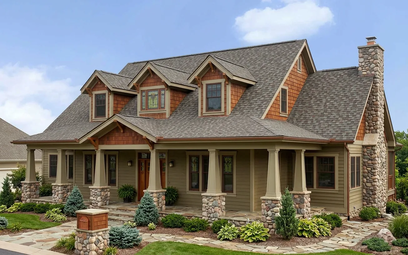 Craftsman home with Charcoal roof -- Owens Corning Duration Colonial Slate (right-34)