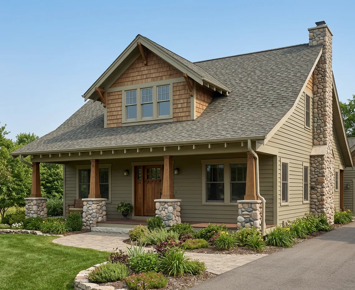 Craftsman home with Weathered Wood roof -- Atlas Pinnacle Pristine MAJESTIC SHAKE (right-34)