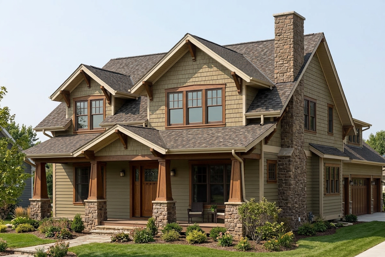 Craftsman home with Weathered Wood roof -- CertainTeed Landmark Pro Max Def Driftwood (right-34)
