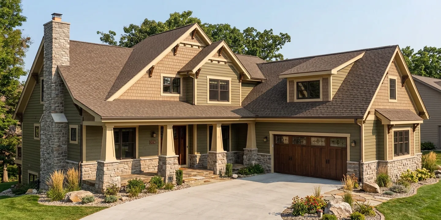 Craftsman home with Weathered Wood roof -- TAMKO Heritage Weathered Wood (left-34)