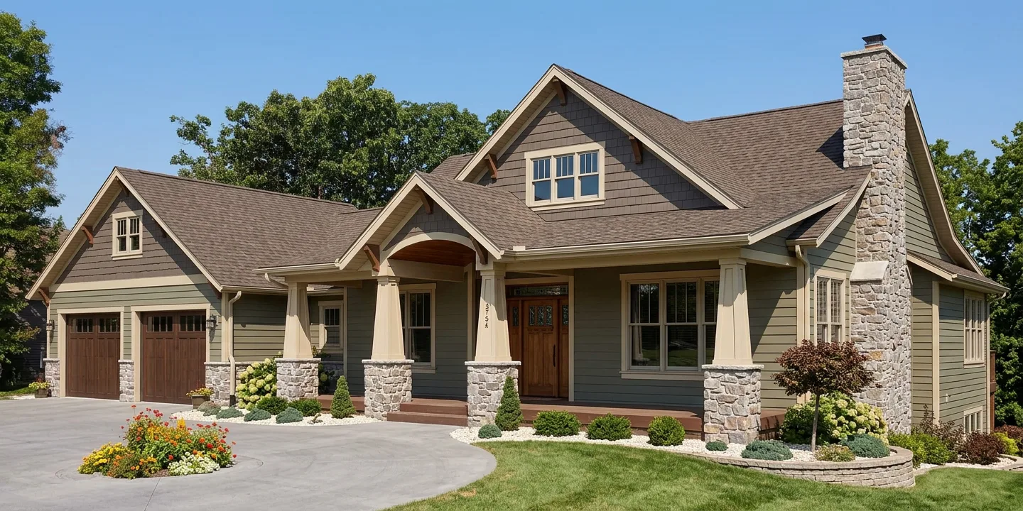 Craftsman home with Weathered Wood roof -- TAMKO Heritage Weathered Wood (right-34)