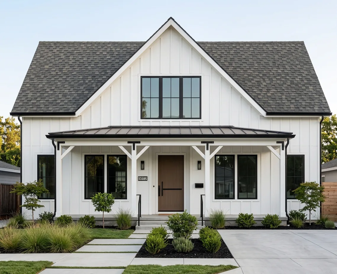 Modern Farmhouse home with weathered wood roof
