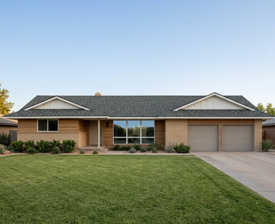 Ranch home with charcoal roof