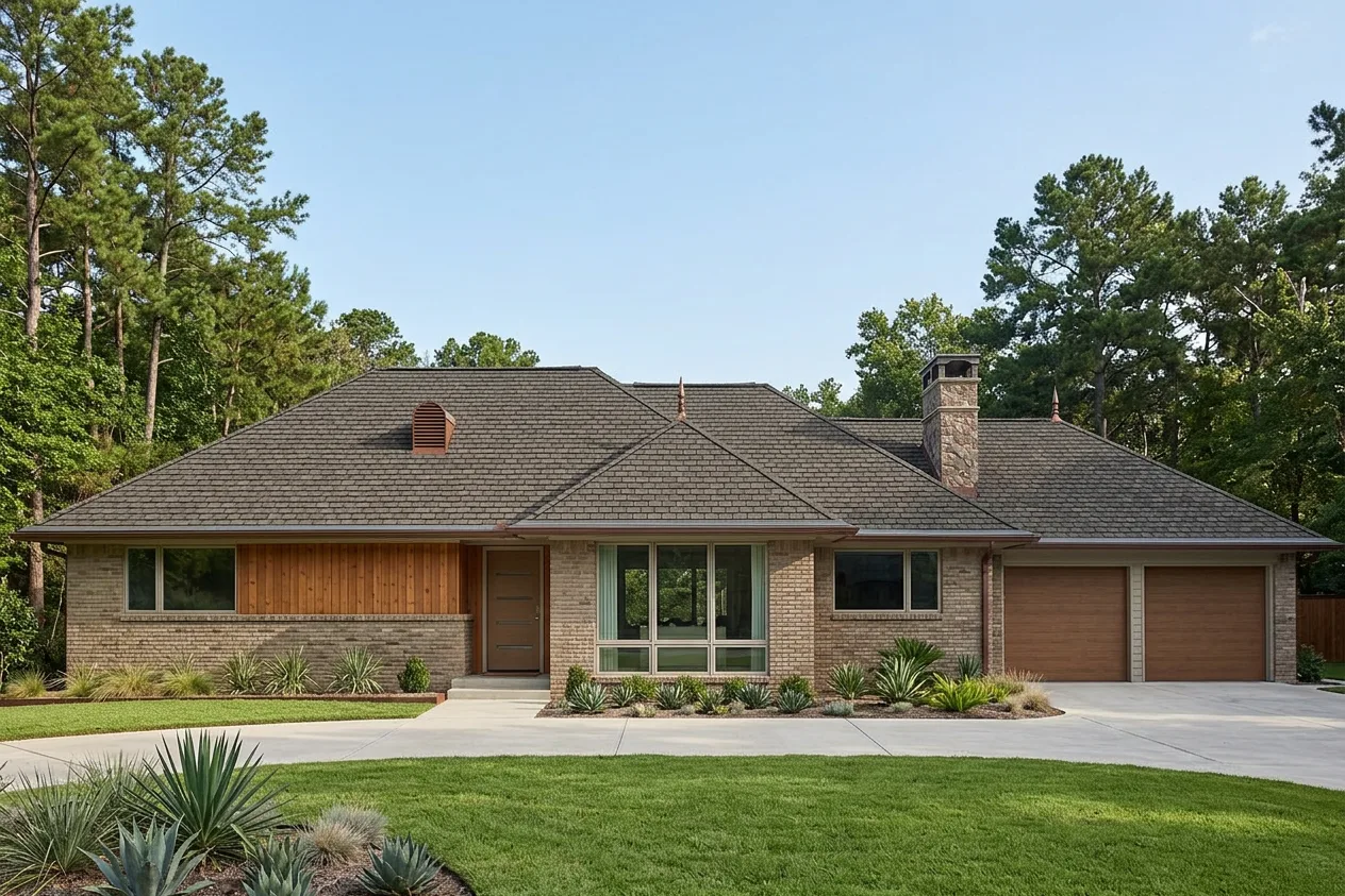 Ranch home with Charcoal roof -- CertainTeed Grand Manor Gatehouse Slate (front)