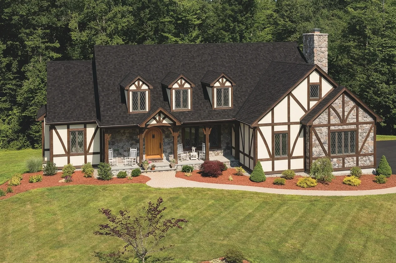 Tudor home with Black roof -- IKO Cambridge Dual Black (right-34)