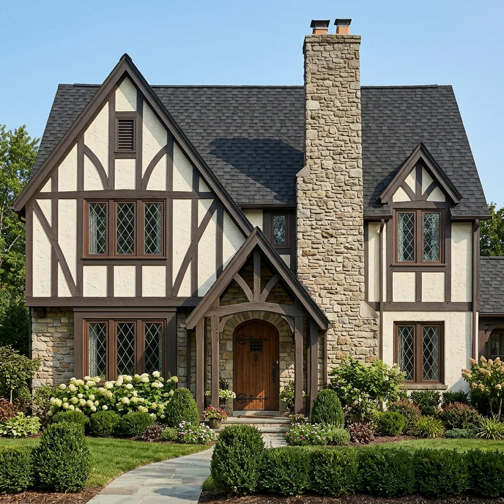 Tudor home with Black roof -- IKO Royal Estate Shadow Slate (front)