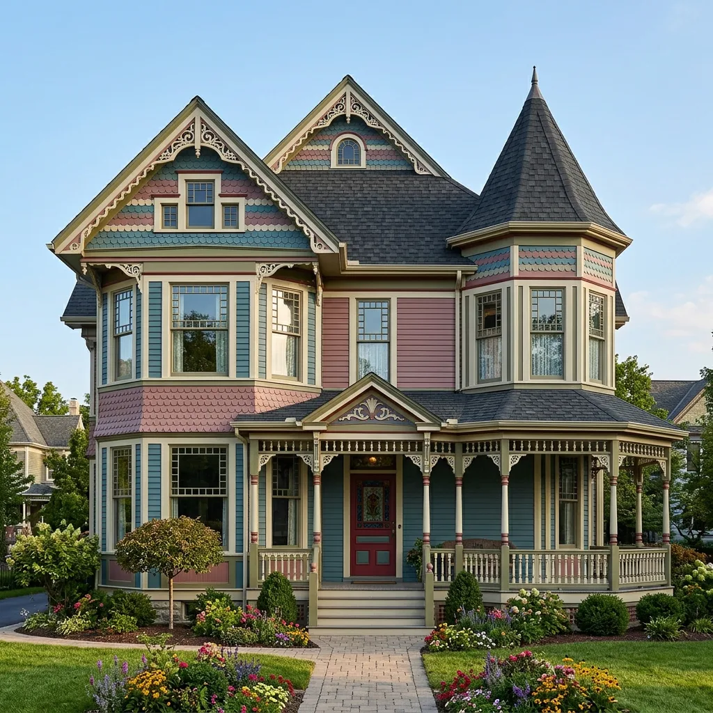 Victorian home with Black roof -- IKO Royal Estate Shadow Slate (front)