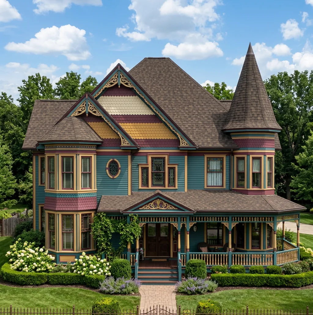 Victorian home with Charcoal roof -- IKO Dynasty Cornerstone WWD (front)
