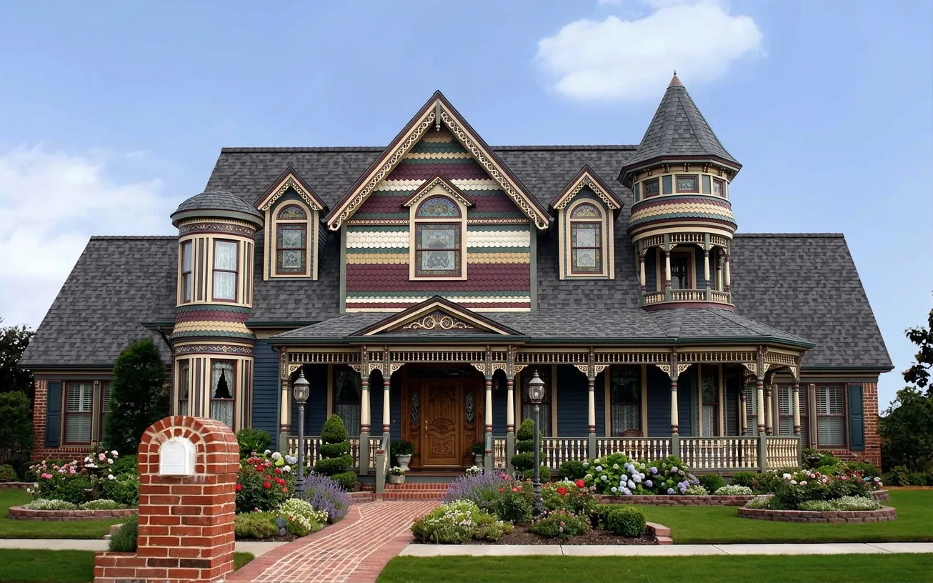 Victorian home with Charcoal roof -- Owens Corning Duration Midnight Plum (front)